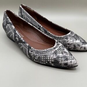 Donald Pliner Embellished Pointed Toe Snake Print Flats Size 7